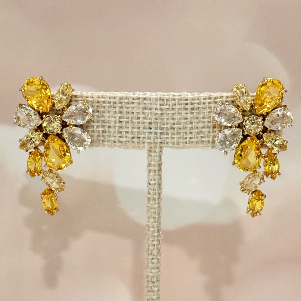SWAROVSKI Gema Gold-Tone Mixed Cuts Flower Drop Earrings